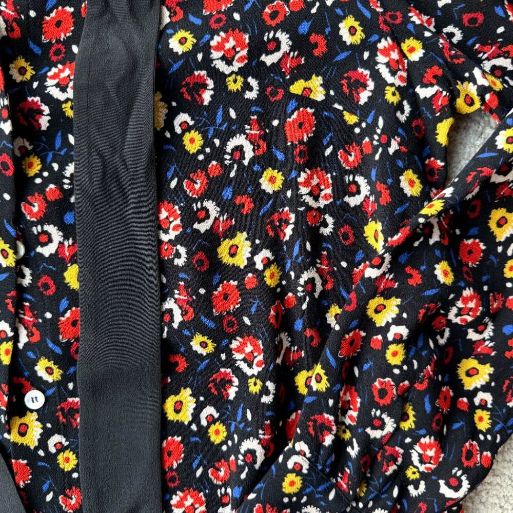 Sezane Black Floral Tuxedo-Style Blouse - Picture 5 of 6